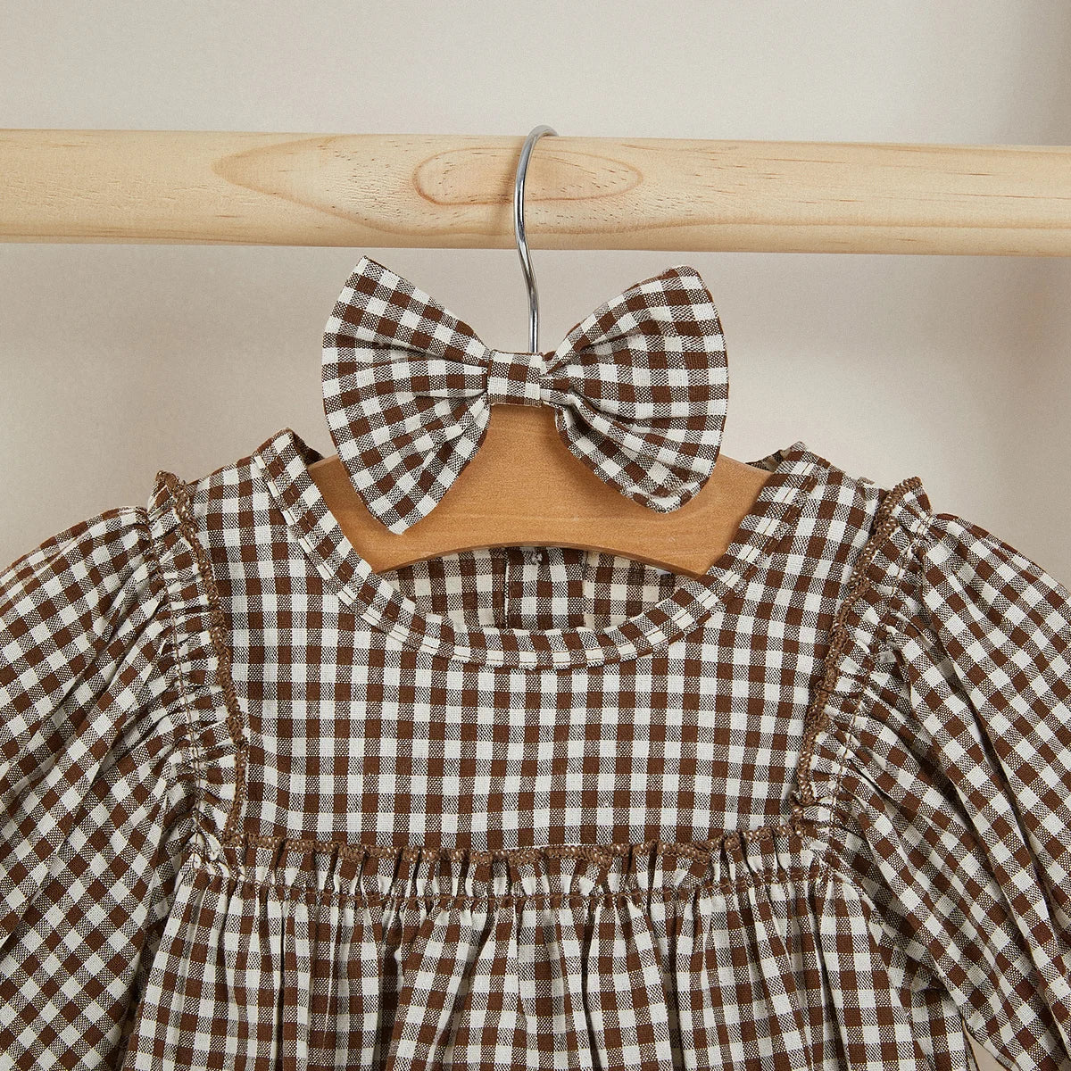 Millie Gingham Romper + Headband (Multi)