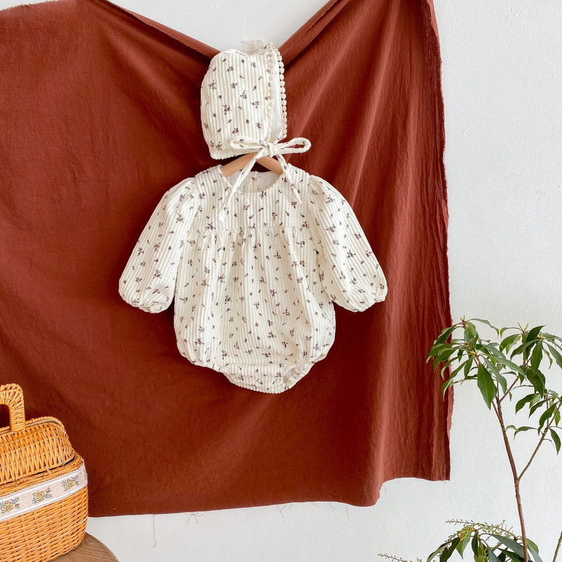 Kai Corduroy Romper + Bonnet Set