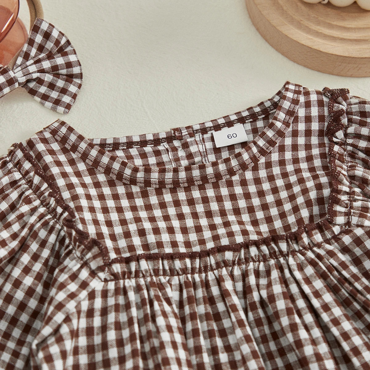 Millie Gingham Romper + Headband (Multi)