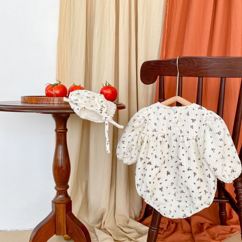 Kai Corduroy Romper + Bonnet Set