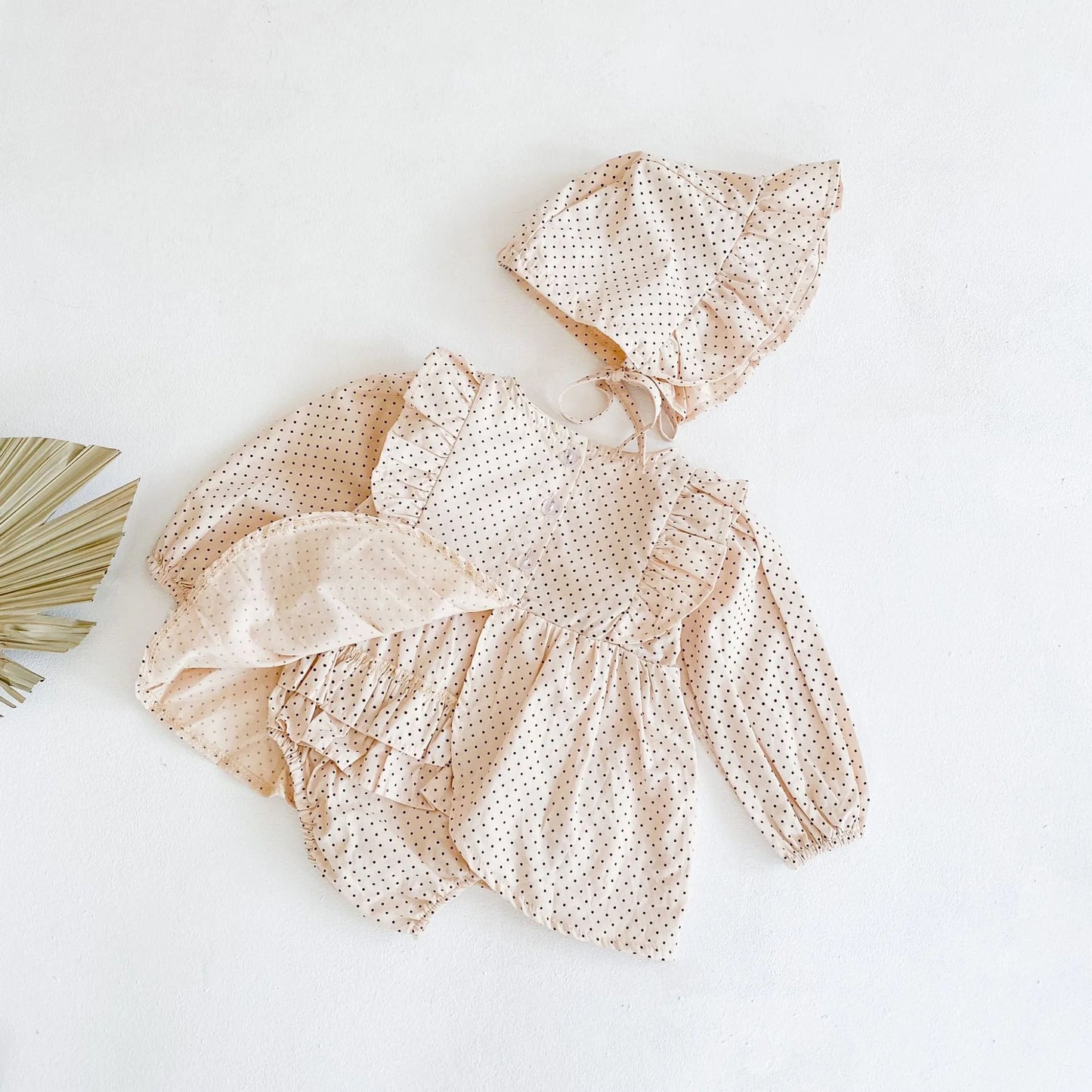 Dotty Romper + Bonnet Set