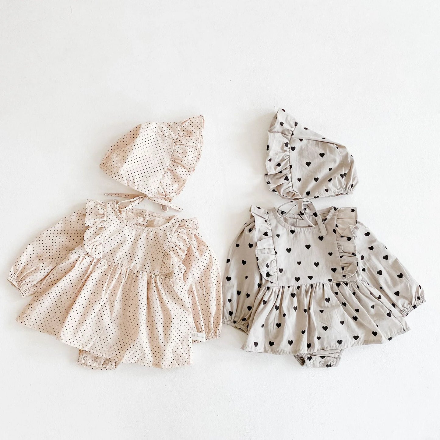 Dotty Romper + Bonnet Set