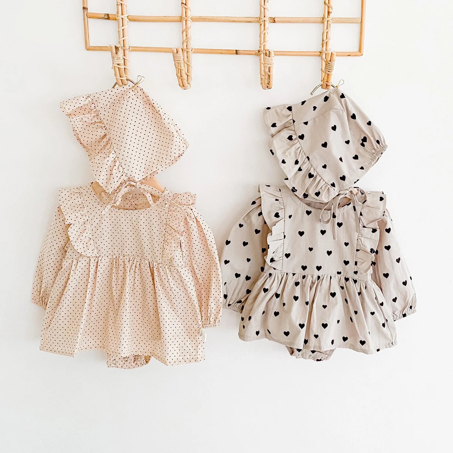 Dotty Romper + Bonnet Set