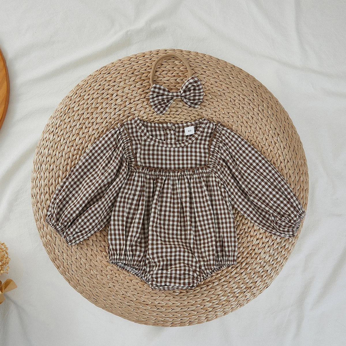 Millie Gingham Romper + Headband (Multi)