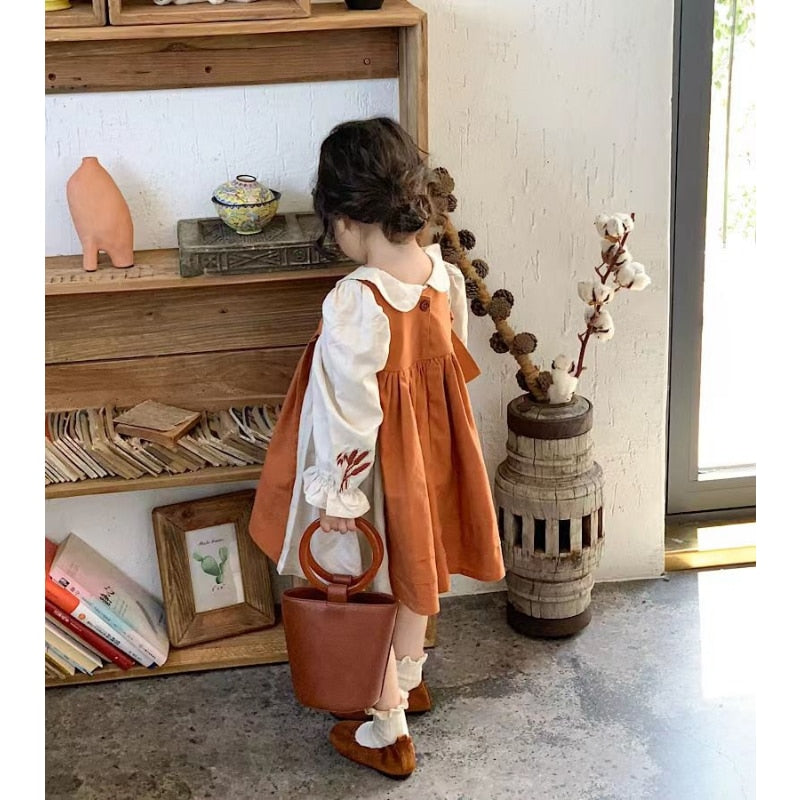 'Wheat' Pinafore Dress Set