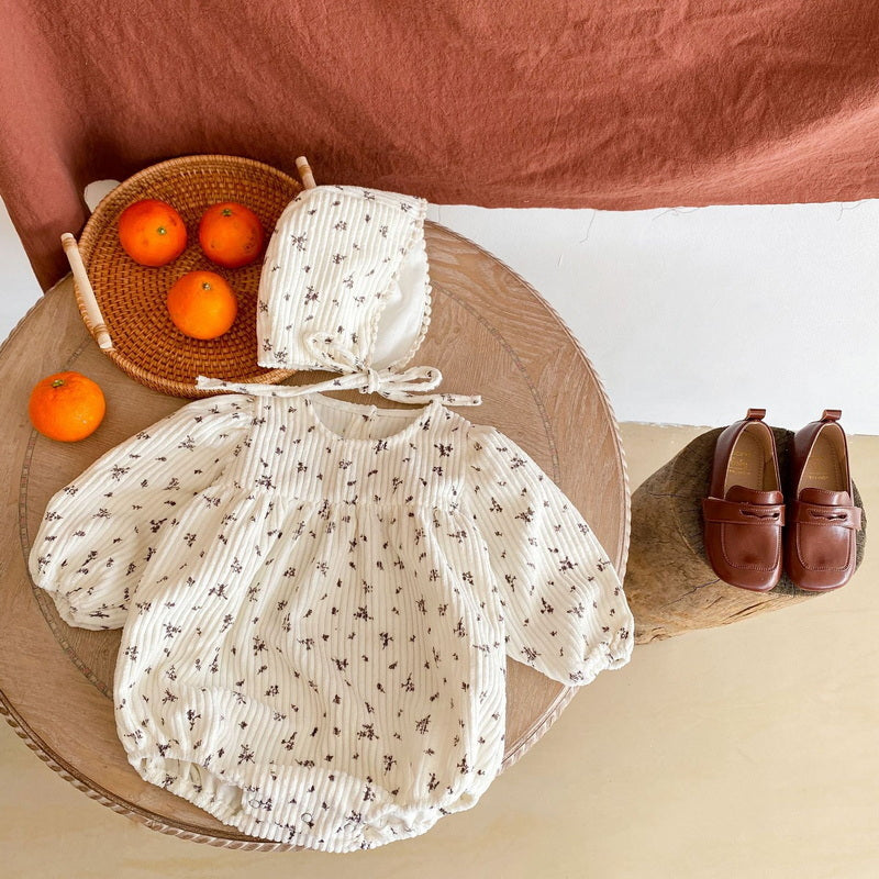 Kai Corduroy Romper + Bonnet Set