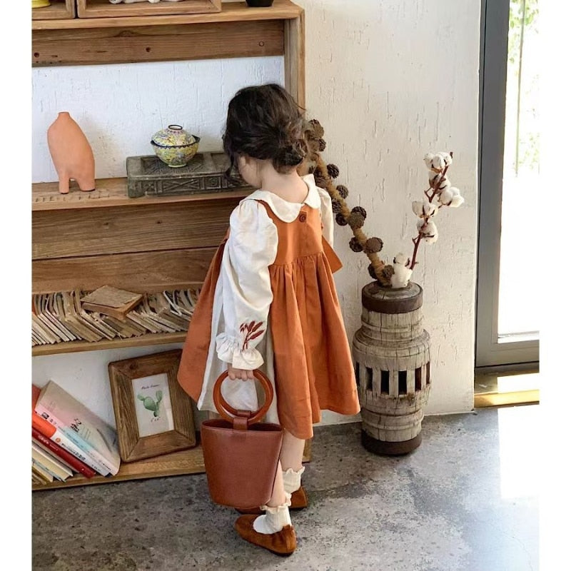 'Wheat' Pinafore Dress Set