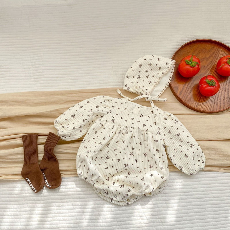 Kai Corduroy Romper + Bonnet Set