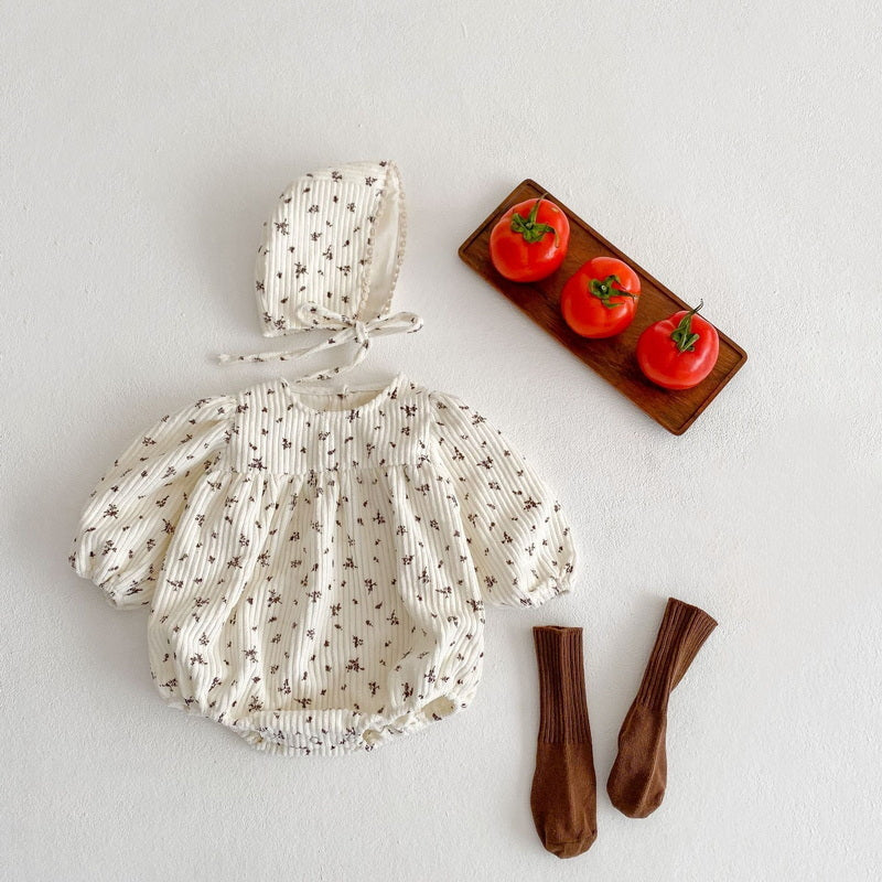 Kai Corduroy Romper + Bonnet Set