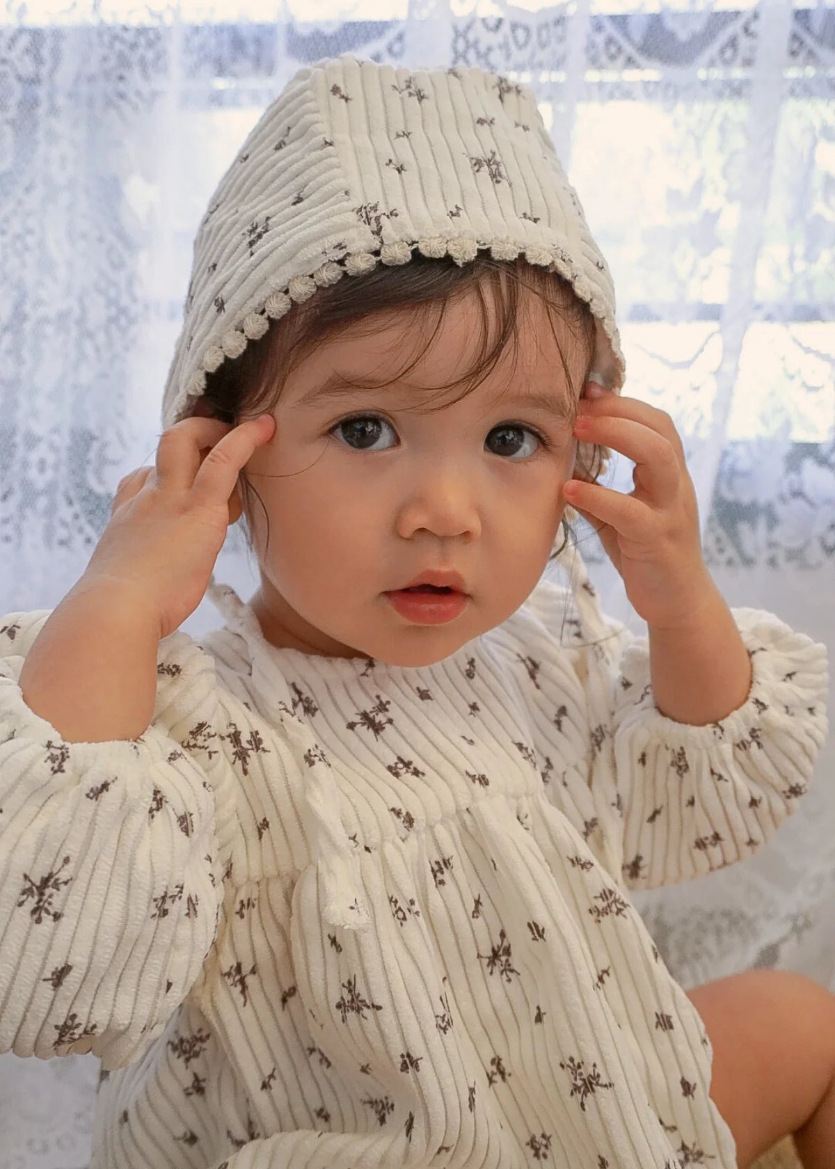 Kai Corduroy Romper + Bonnet Set